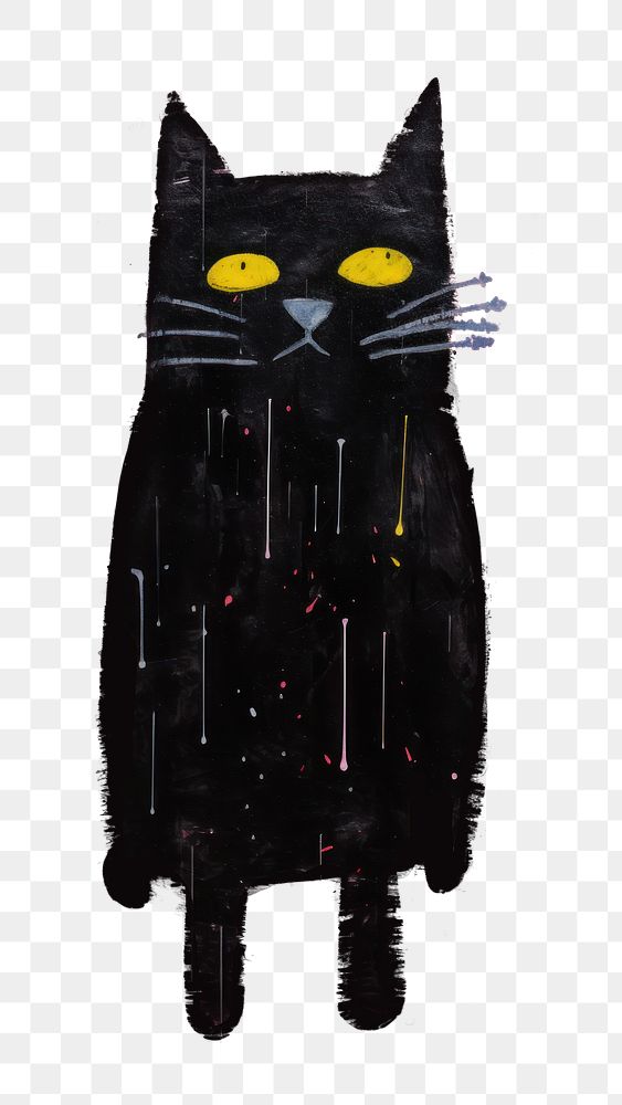 PNG Black cat mafia art painting animal.