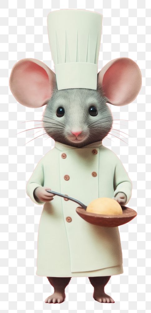 PNG Mouse with chef costume rat rodent mammal.
