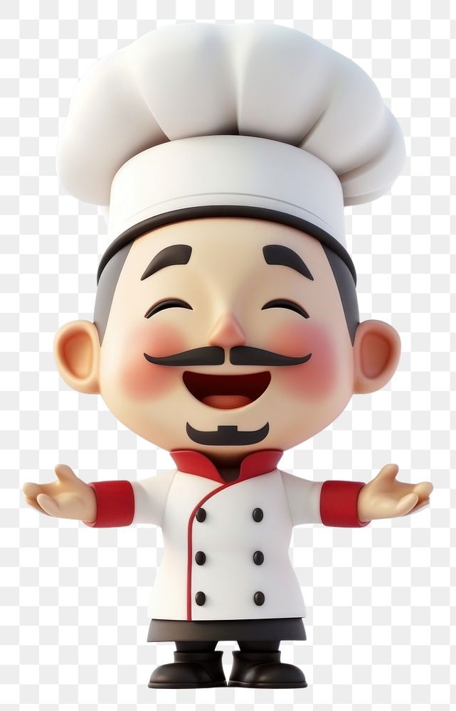 PNG  Chineses chef figurine human white background.