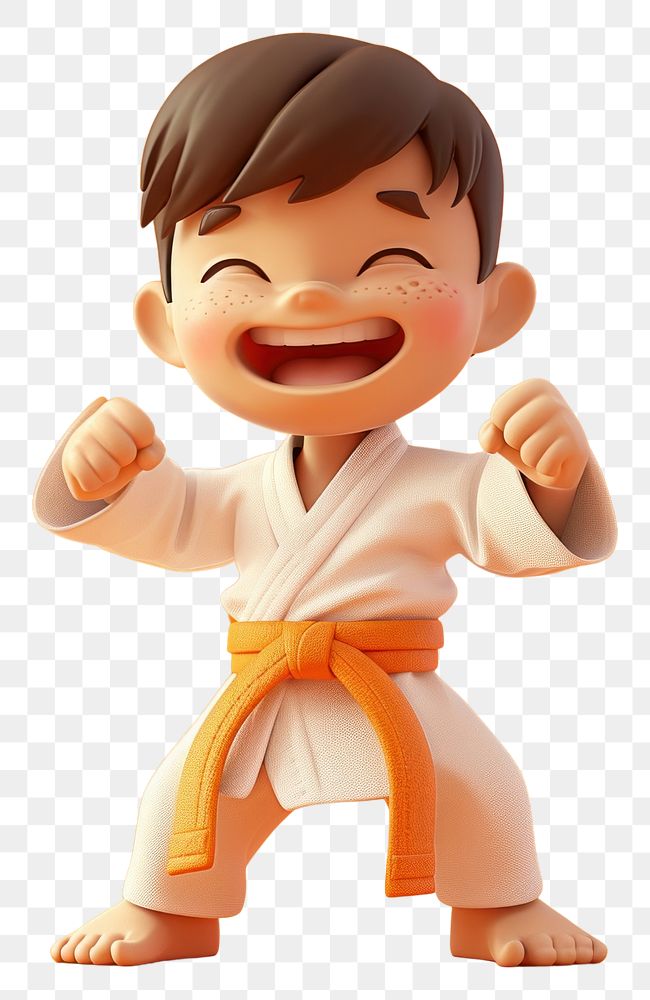 PNG  Kid in karate outfit cartoon human cute.