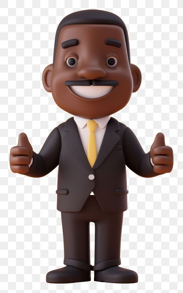 PNG  Black businessman thumbsup human toy anthropomorphic.