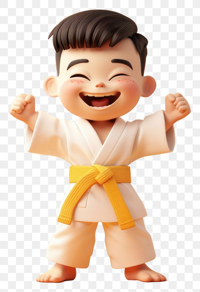 PNG  Kid in karate outfit human cute representation.