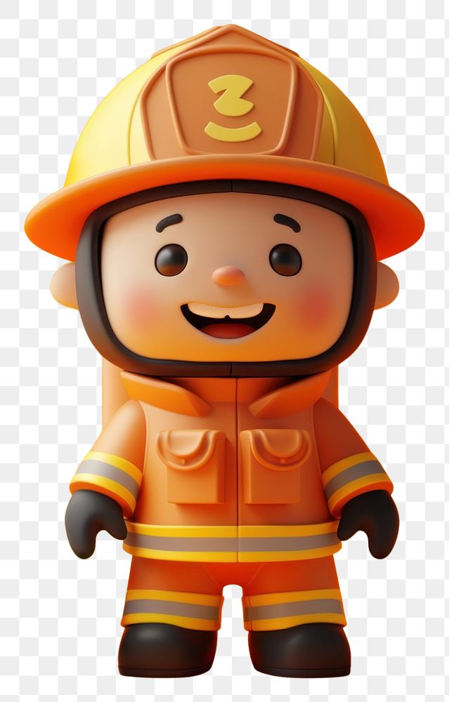 PNG  Fire fighter human cute toy.