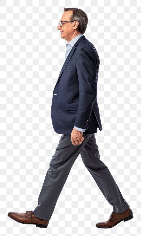 PNG  Business man walking footwear standing blazer.