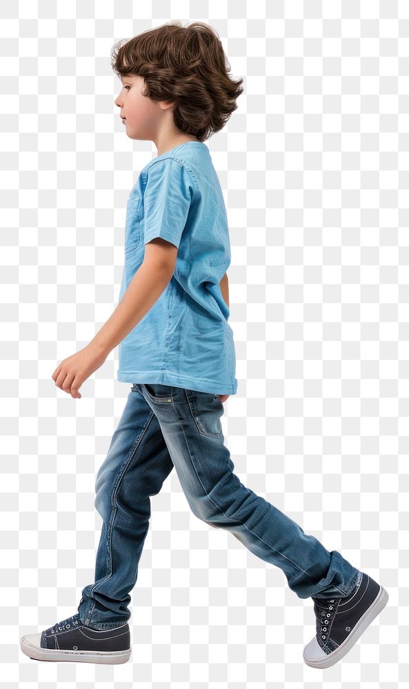 PNG  Kid walking footwear standing jeans.