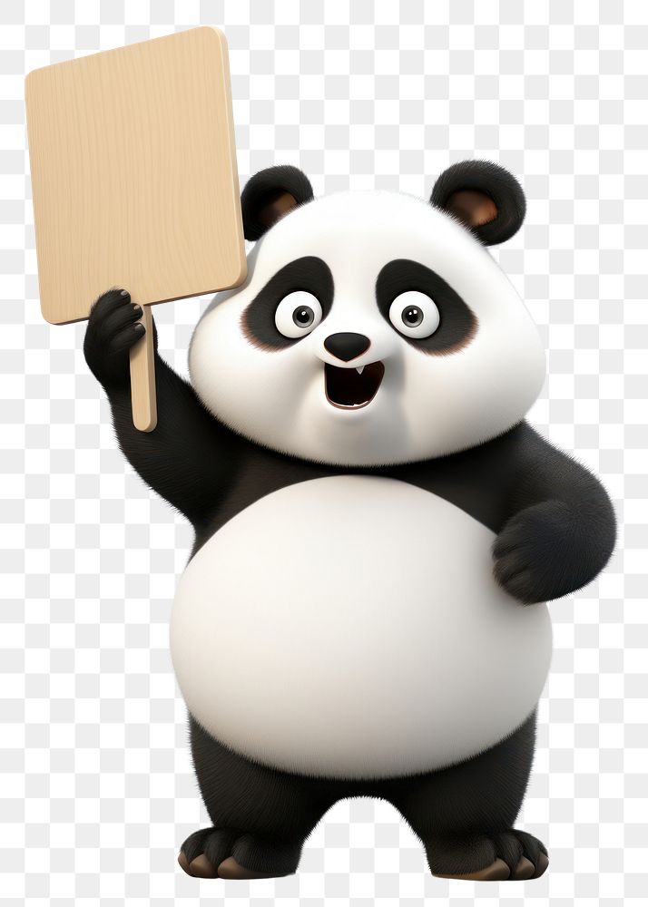 PNG Angry panda holding board mammal animal bear.