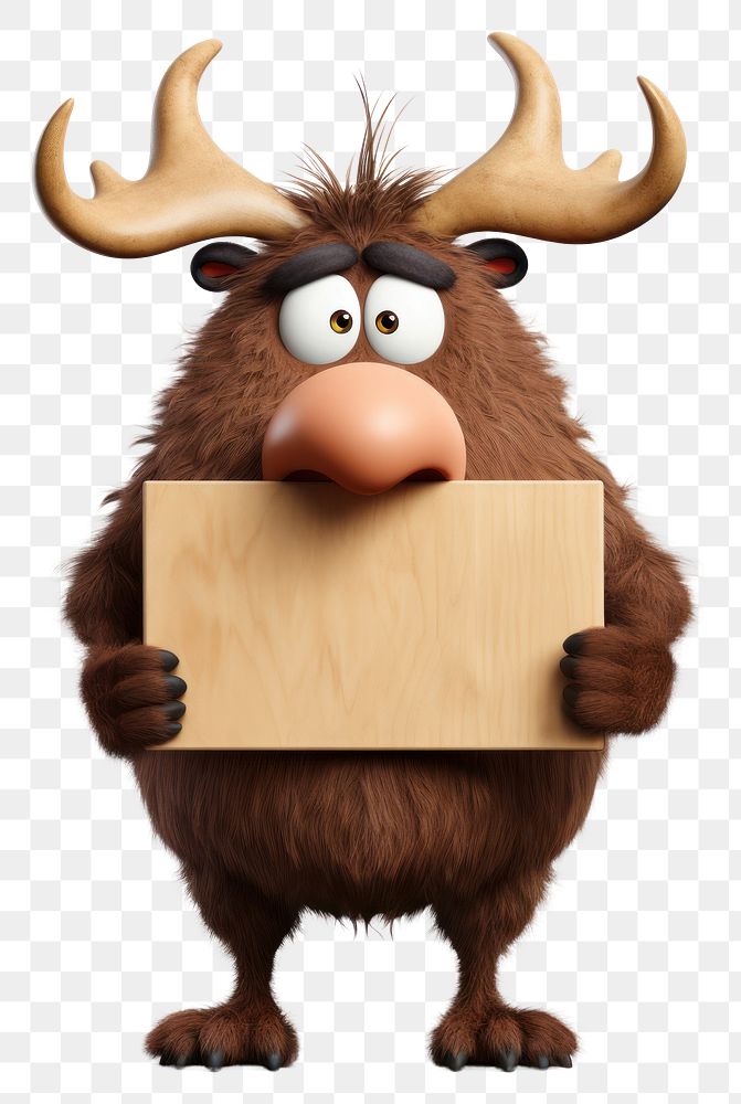 PNG Angry Moose holding board animal mammal white background.