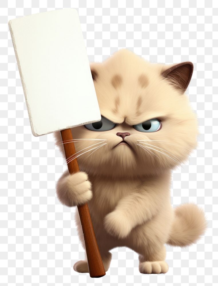 PNG Angry cat holding board animal mammal white.