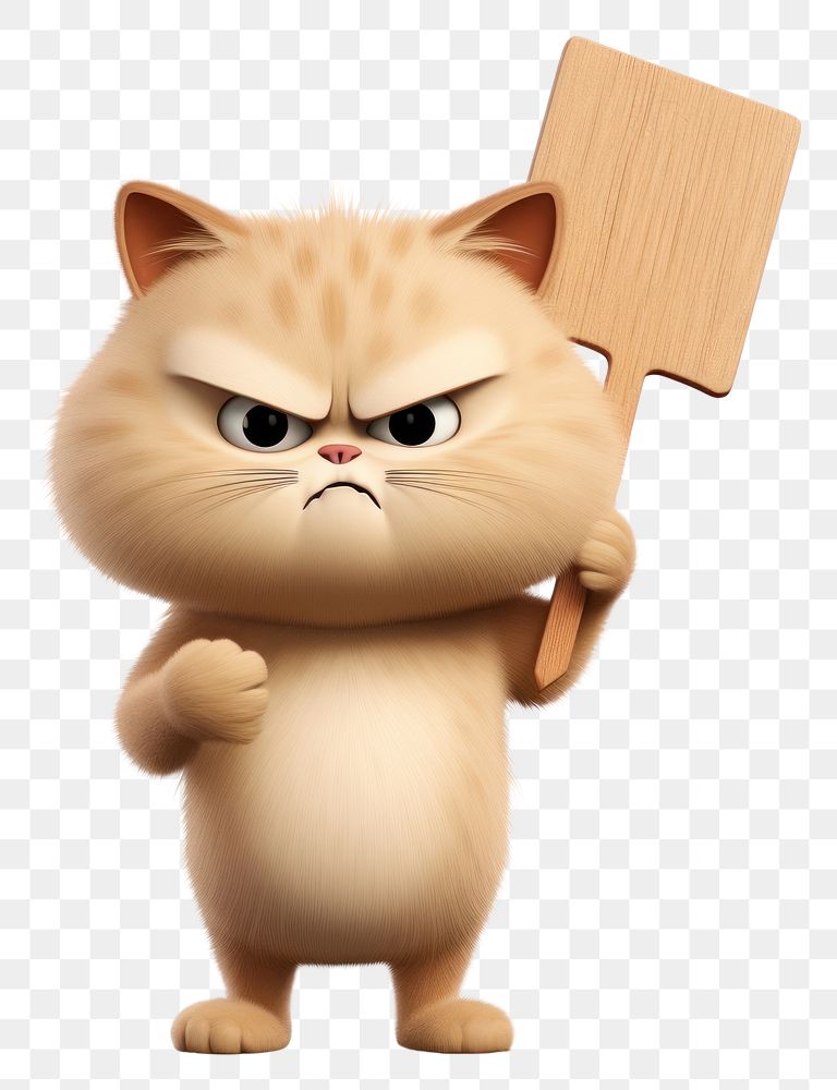 PNG Angry cat holding board mammal animal wood.