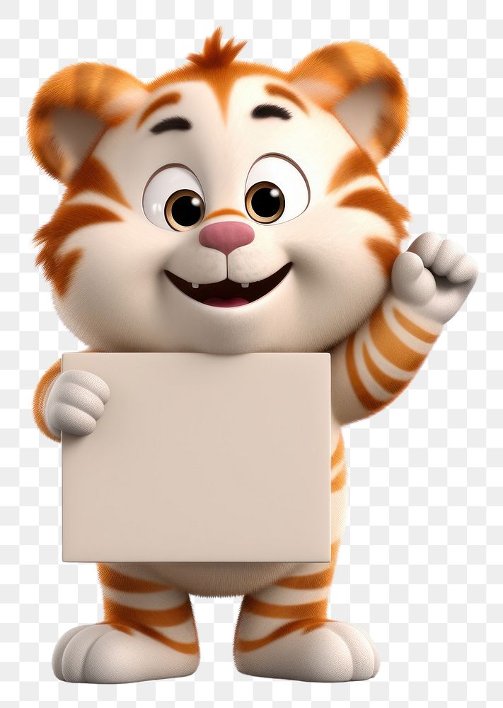 PNG Happy tiger holding board mammal animal cute.