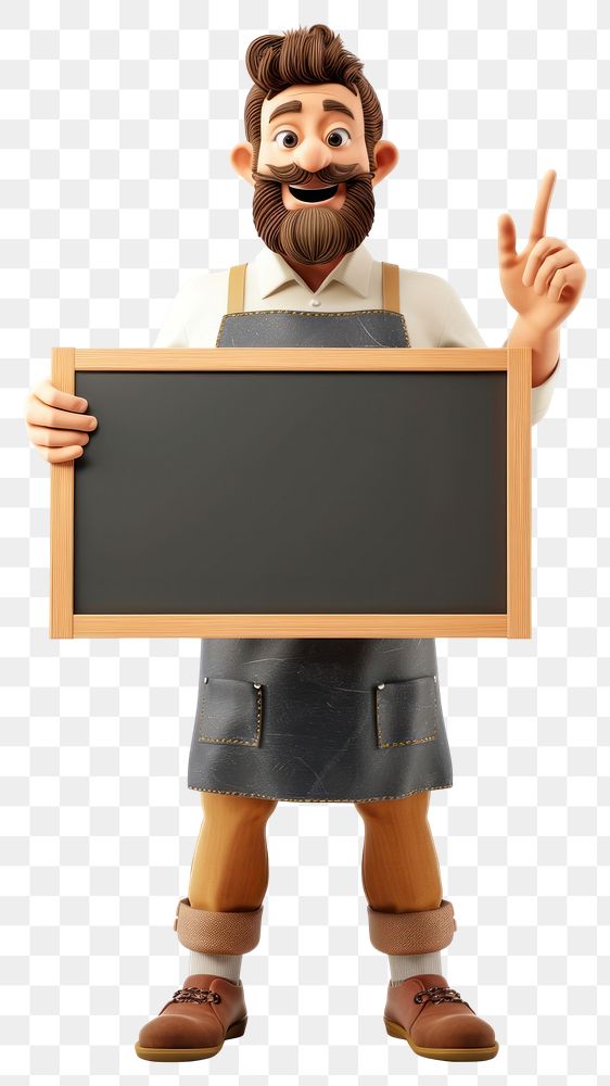 PNG Happy man holding board blackboard standing portrait