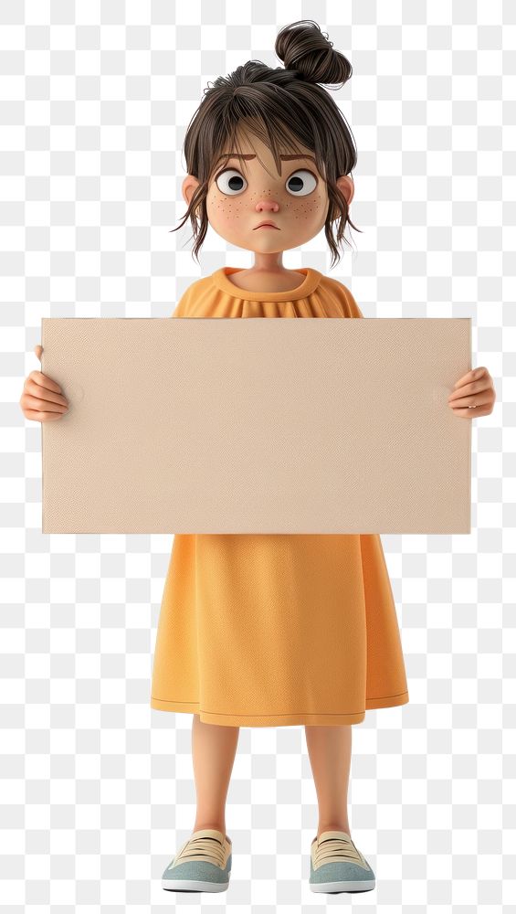 PNG Sad Pregnant holding board standing person doll.