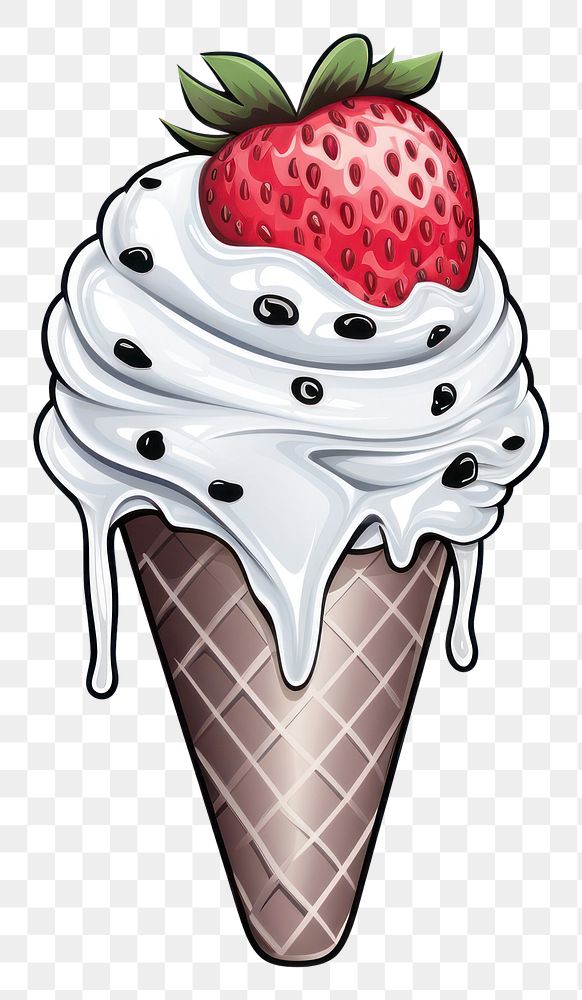 PNG Strawberry ice cream dessert fruit food.