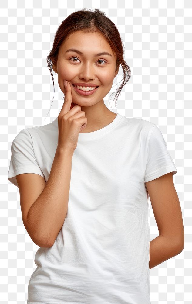 PNG Young asian woman portrait smiling t-shirt.