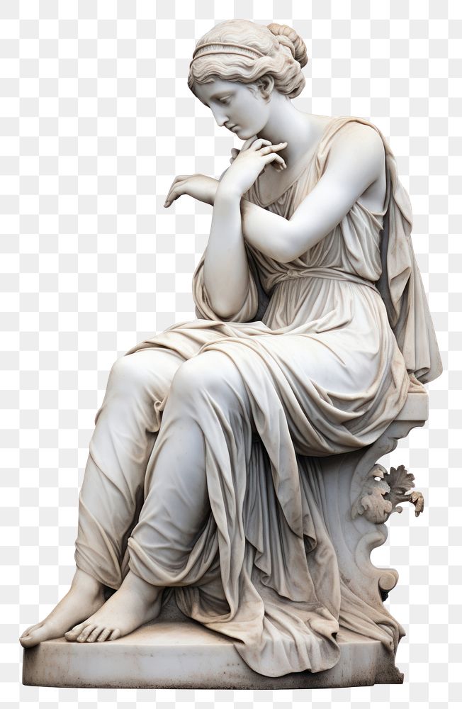 PNG Greek sculpture woman statue art white background representation