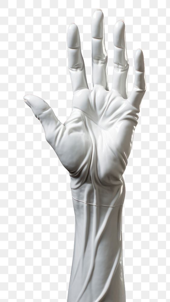 PNG White hand statue finger adult glove.