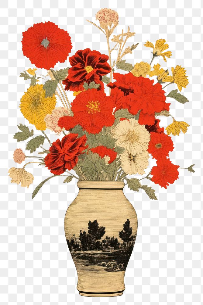 PNG Hand holding Flower vase flower art painting.