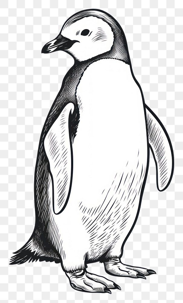 PNG Full body penguin logo drawing animal sketch.