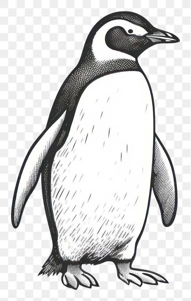 PNG Full body penguin logo drawing animal sketch.
