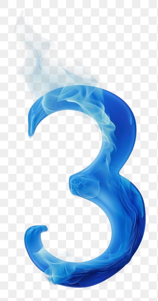 PNG Blue flame letter number 3 smoke font fire.