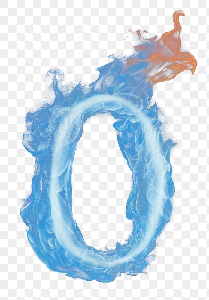 PNG Blue flame letter number 0 fire burning smoke.