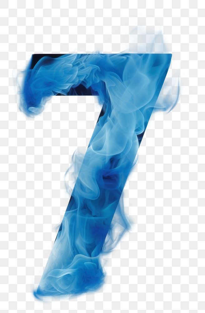 PNG Blue flame letter number 7 smoke font abstract.