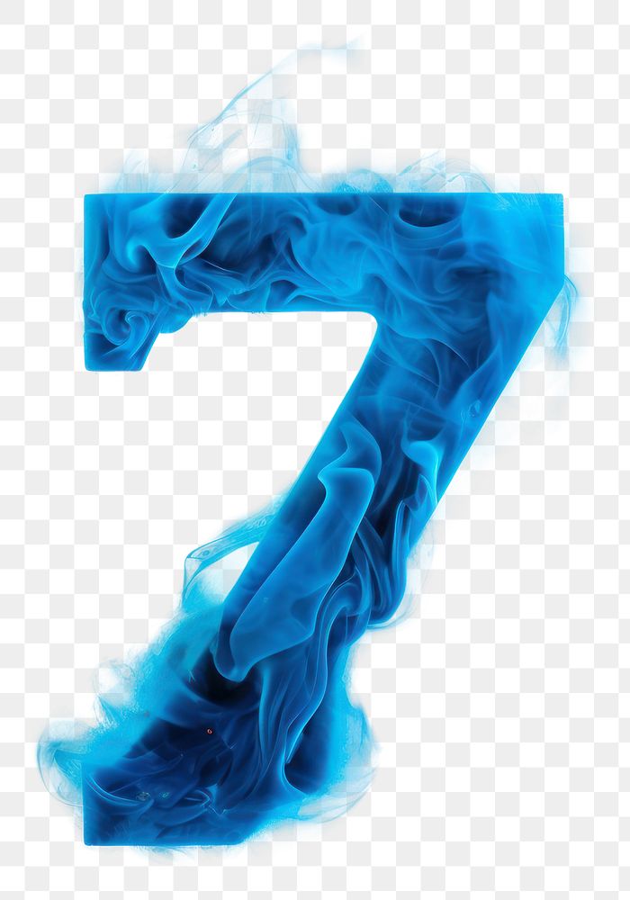 PNG Blue flame letter number 7 font turquoise abstract.
