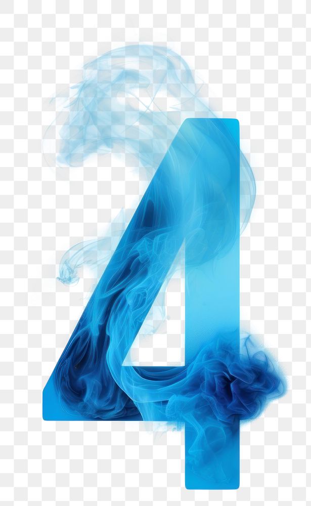 PNG Blue flame letter number 4 smoke font abstract.