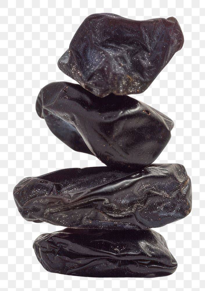 PNG A stack of pitted prunes white background sculpture zen-like.
