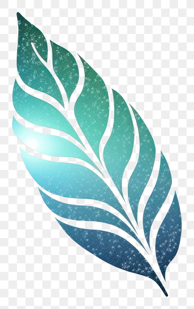 PNG Blue green gradient leaf icon plant art white background.