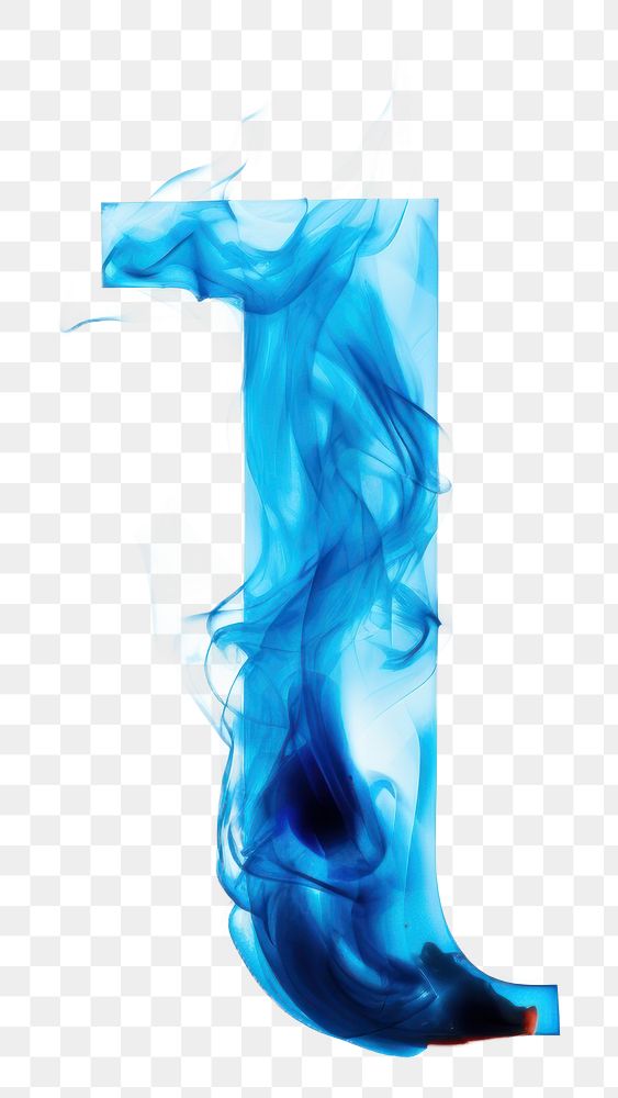 PNG Blue flame letter I smoke font abstract.