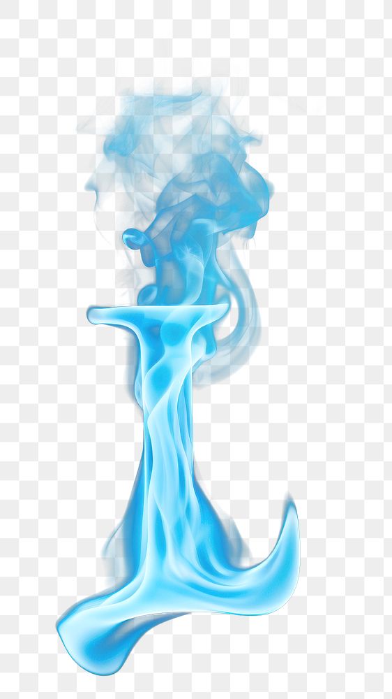 PNG Blue flame letter L burning smoke font.
