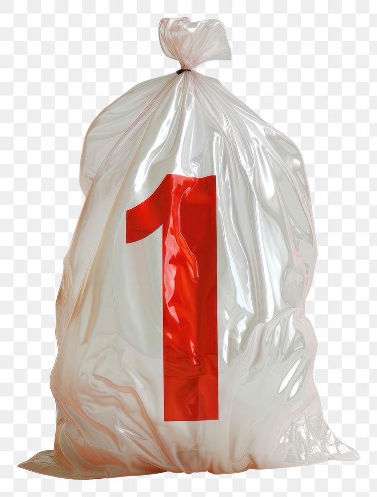 PNG Plastic bag number 1 white white background clothing.