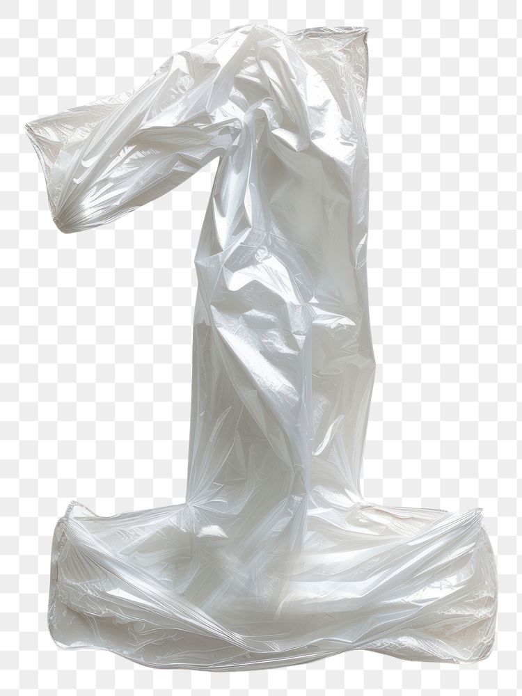 PNG Plastic bag number 1 white white background crumpled.