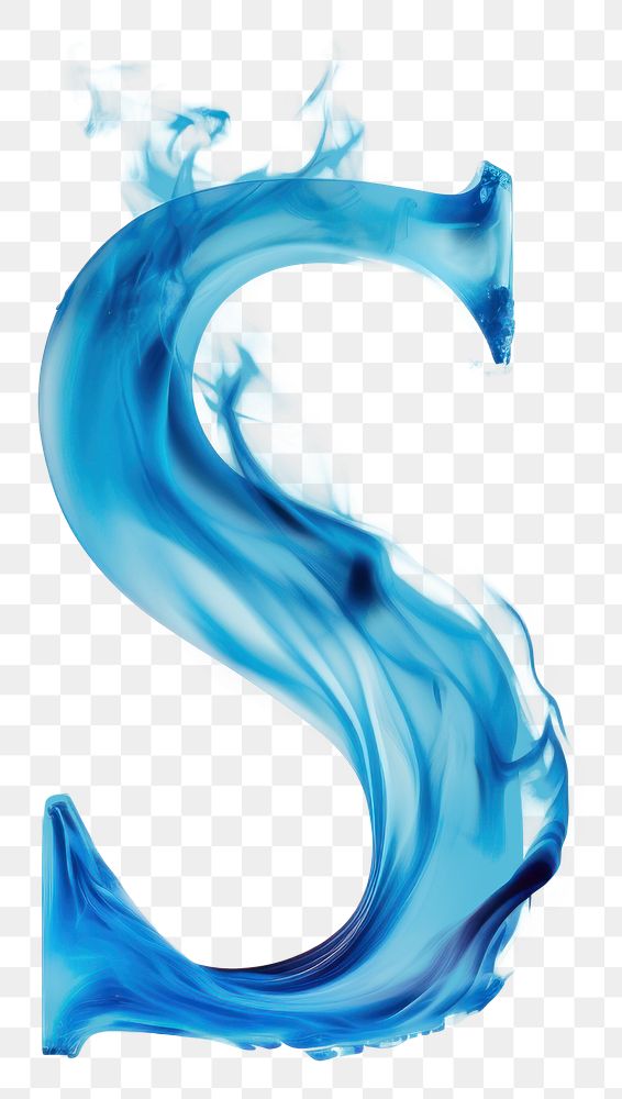 PNG Blue flame letter S font abstract flowing.