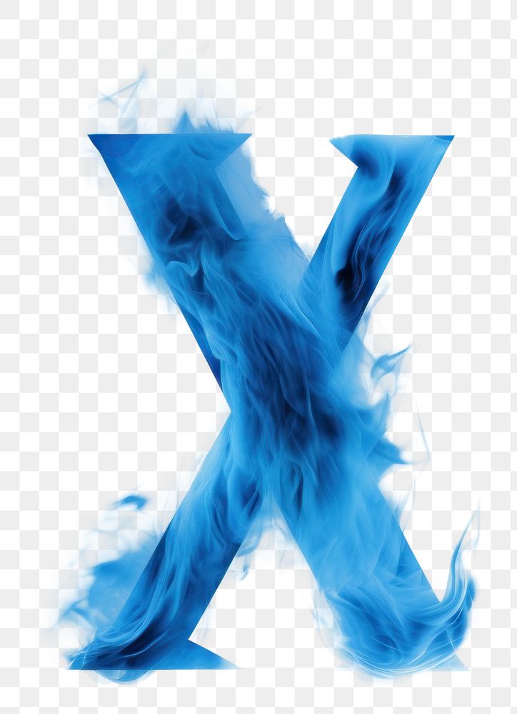 PNG Blue flame letter X smoke font fire.