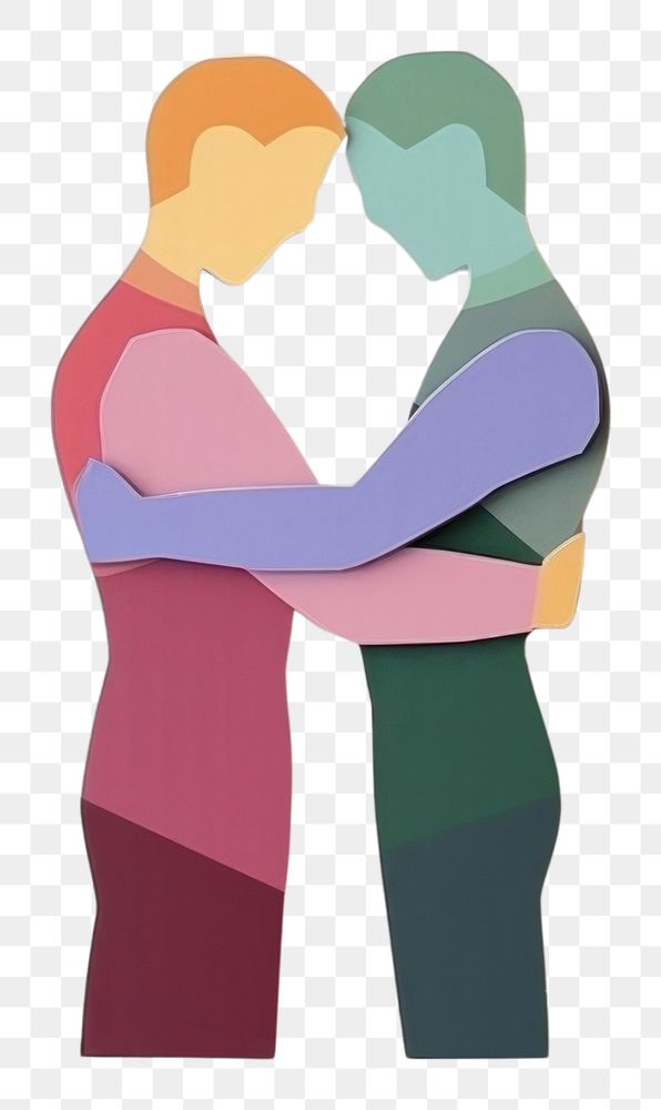 PNG Couple gay hugging adult art representation.