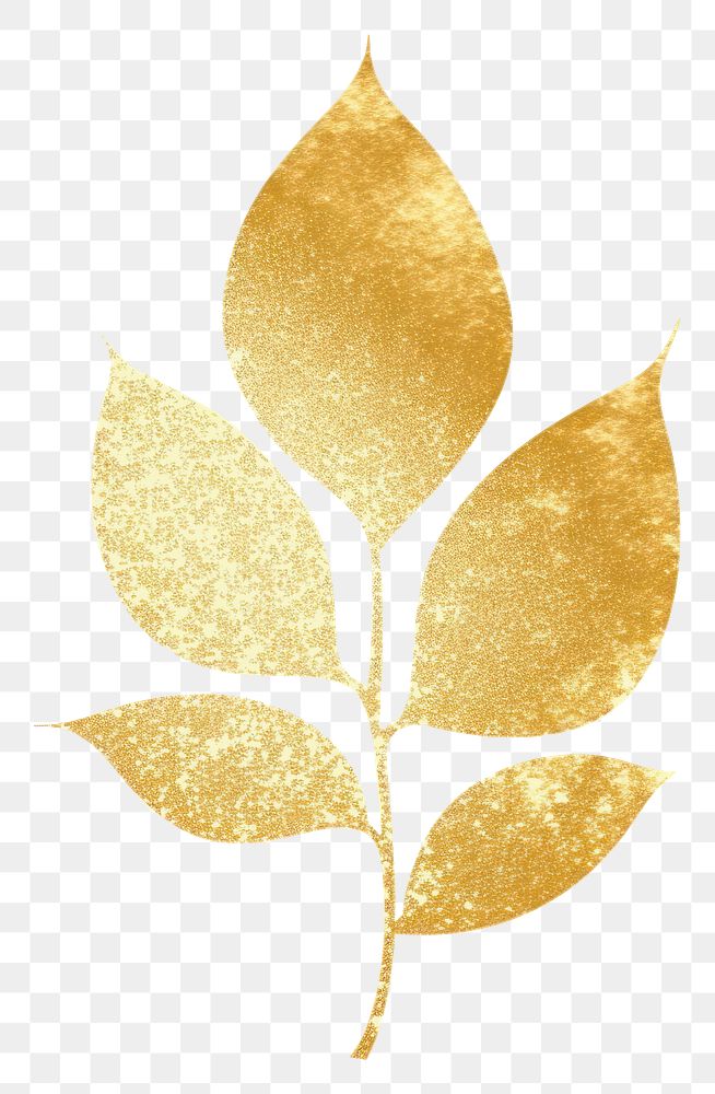 PNG Glitter gold leaf icon plant white background pattern.