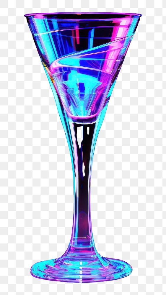PNG Neon champagne glass cocktail martini drink.