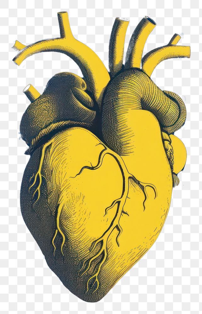 PNG Realistic heart yellow blue creativity.