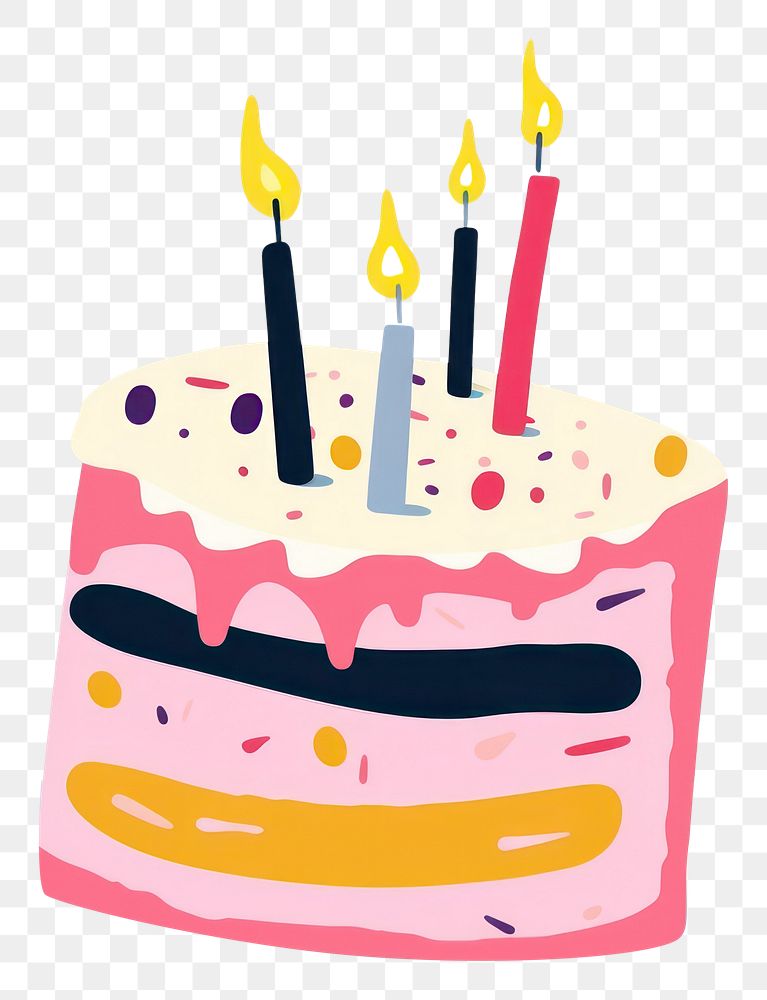 PNG Birthday cake illustration dessert icing food.