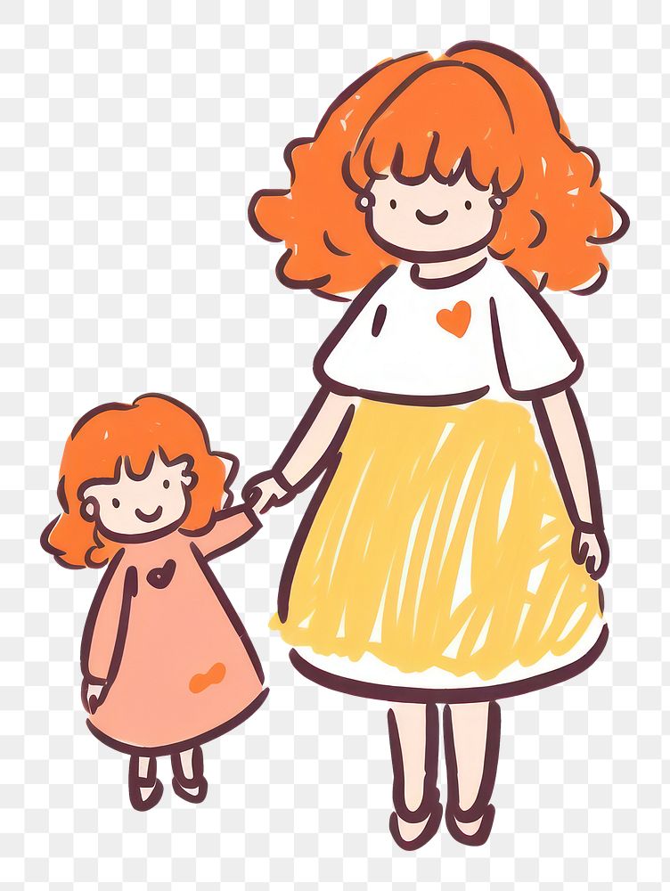PNG Mother and baby cartoon drawing sketch.