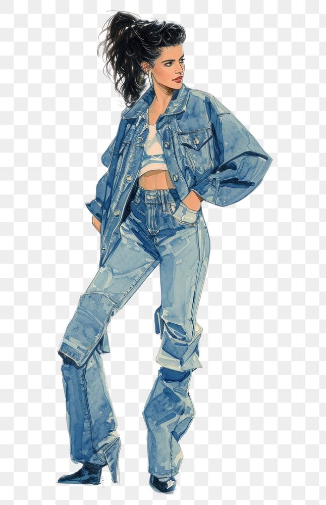 PNG Woman denim fashion jeans.