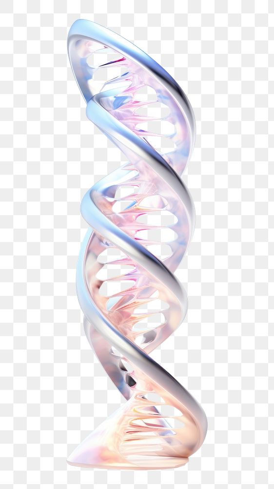 PNG 3d render of a dna helix sequence in surreal abstract style spiral white background accessories.