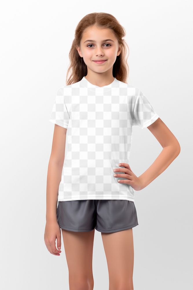 Girl's sport outfit png product mockup, transparent design