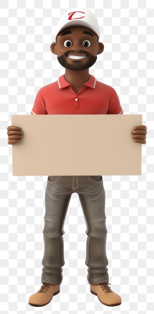 PNG Delivery man holding board cardboard standing person