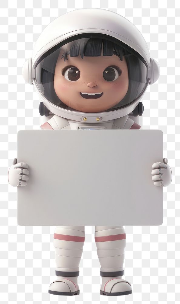 PNG Happy astronaut holding board person cute face.