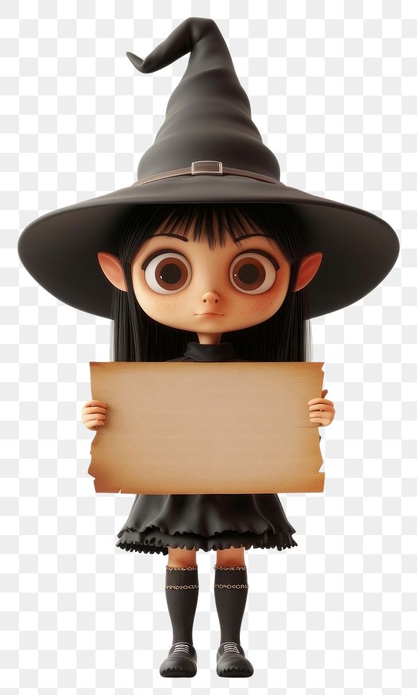 PNG Little witch holding board costume person cute.