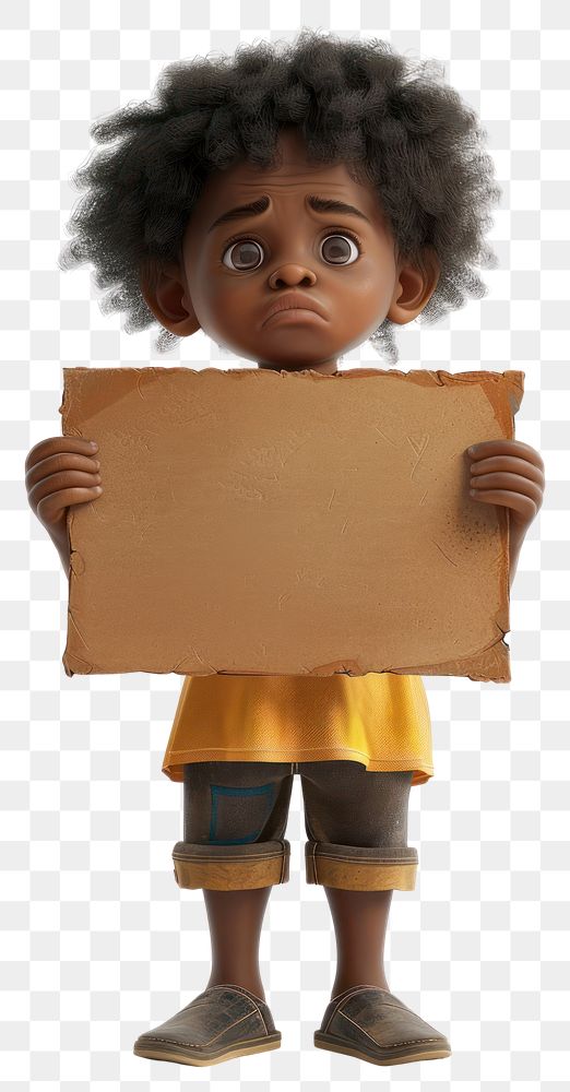 PNG Poor child holding board portrait standing person.