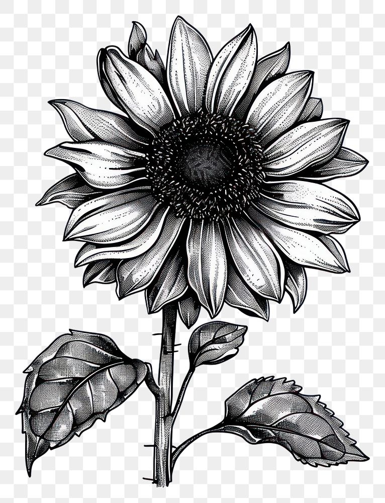 PNG Illustration of a sinflower sunflower drawing sketch.